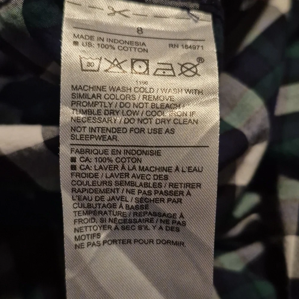 Janie and Jack boys size 8 navy, green white plaid button down shirt VGUC 2022 - Picture 7 of 7